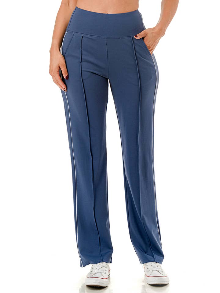 Color 5 - Wholesale Pants - Women's - Double strip side trim flare bottom active wear casual pant