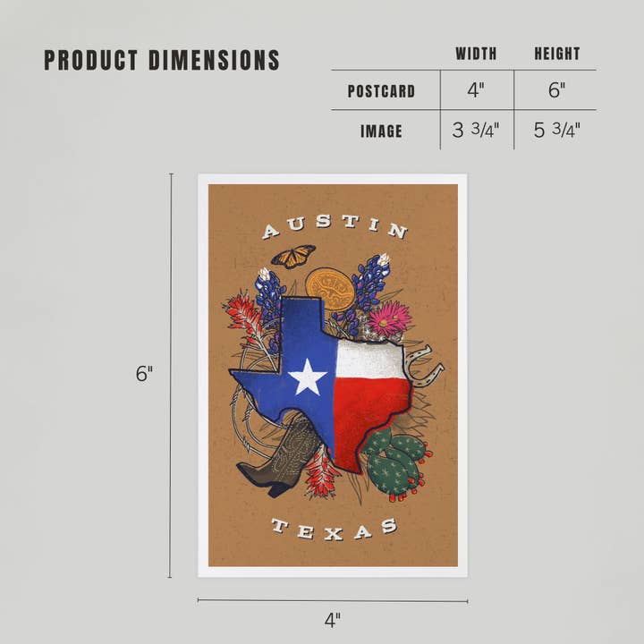 Lantern Press – wholesale Postcard – PREMIUM POSTCARDS Austin, Texas, State Treasure Trove4