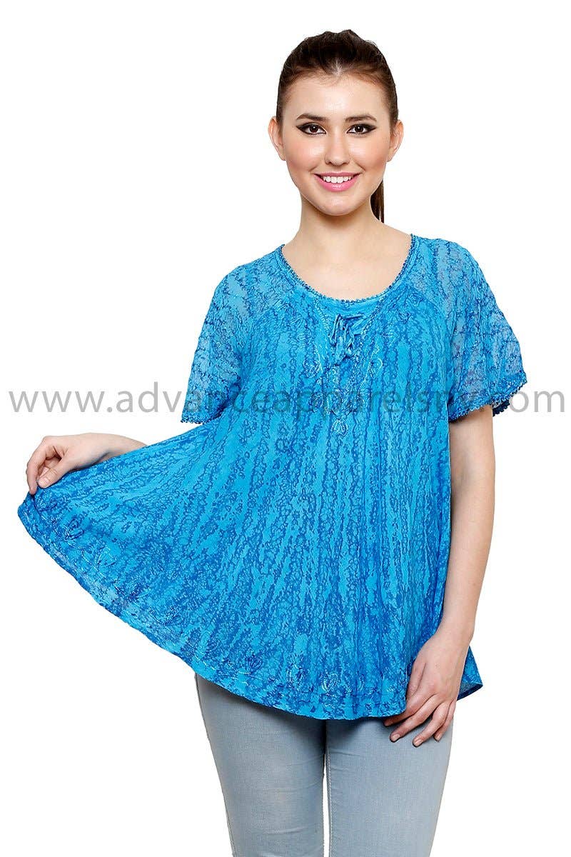 Assorted Colors Cap Sleeve Tie Dye Blouse 787 for wholesale on Faire1