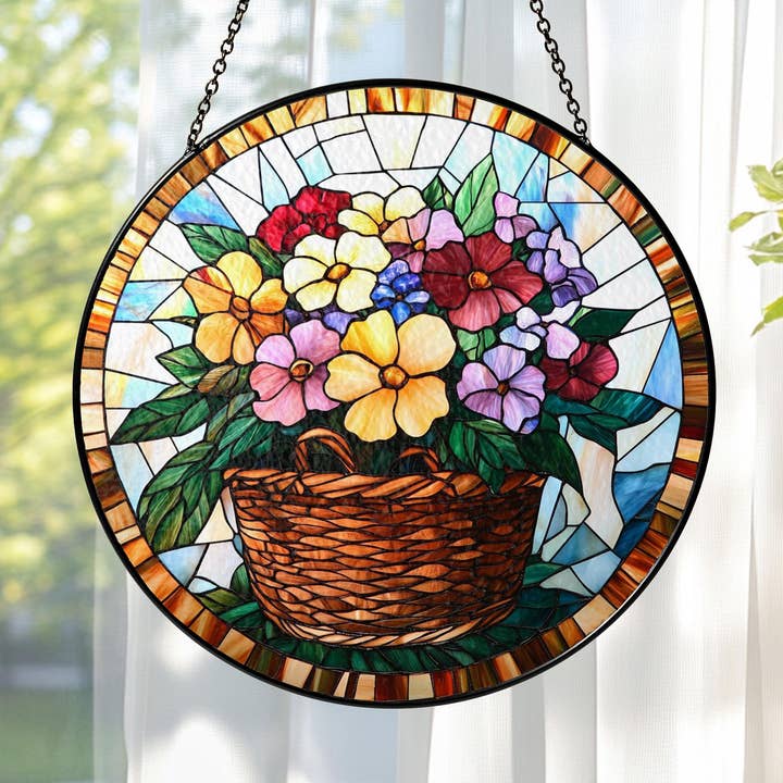 Mountain Wildflowers Stained Glass Suncatcher, Flowers Decor for wholesale by TMLECOM LTD