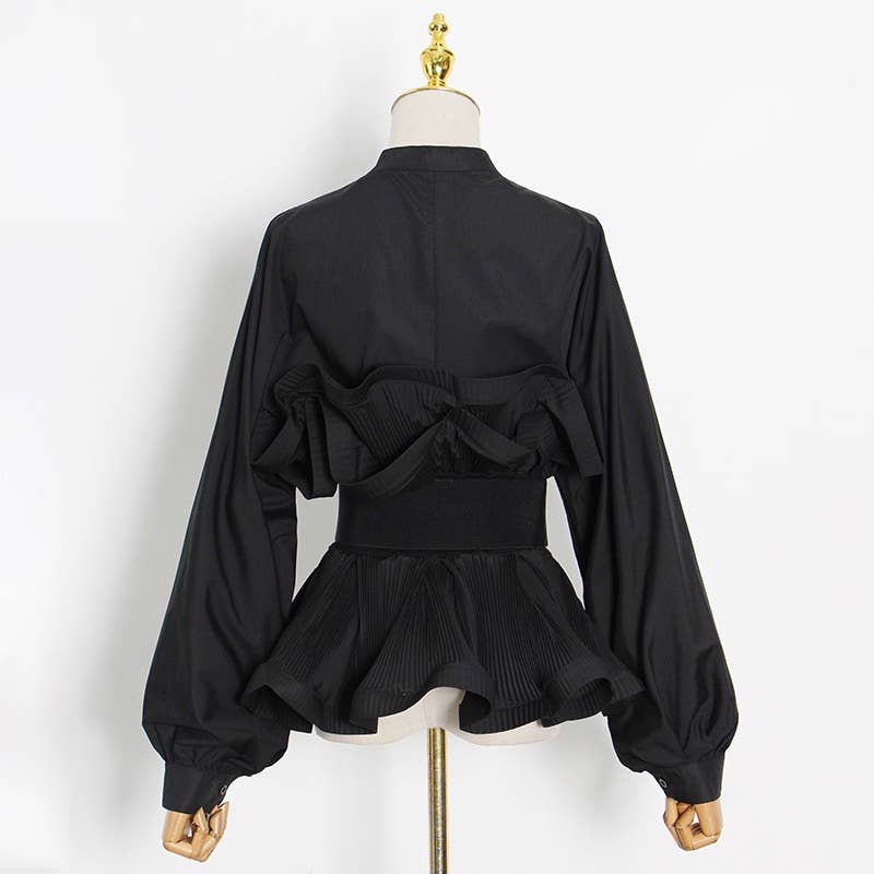 Productseeker - Wholesale Blouse - Women's - TP014 Spring Ruffle Belted Top - Elegance Redefined13