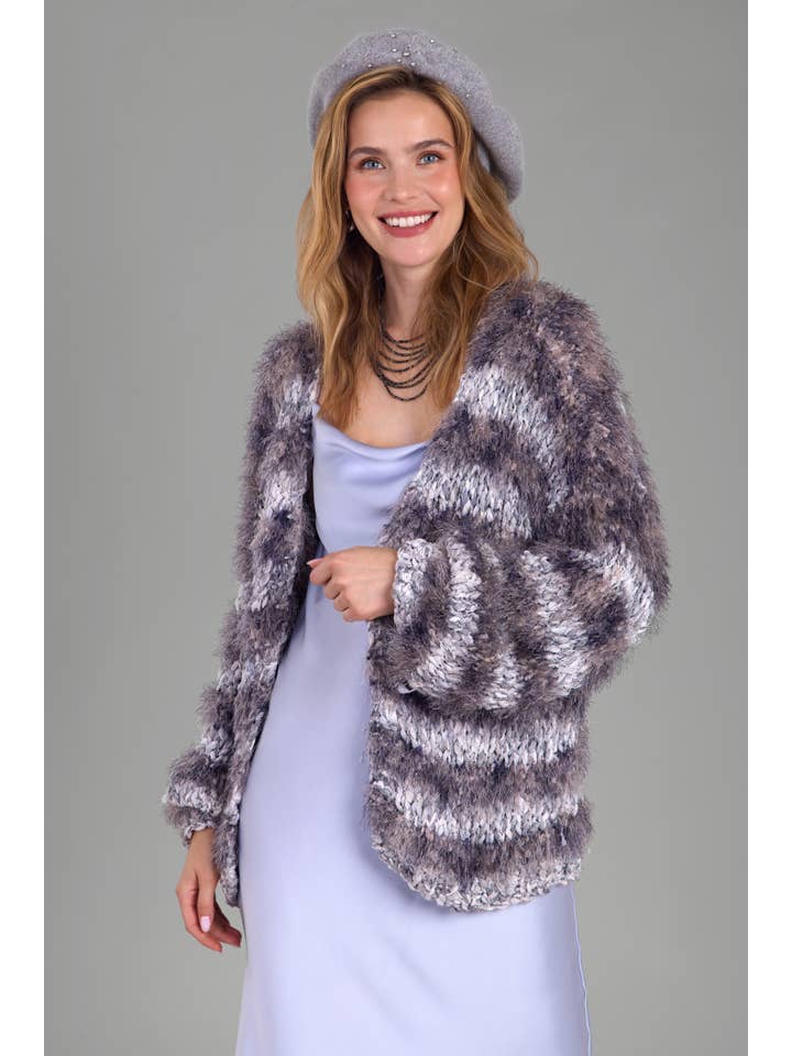 SAACHI - Wholesale Cardigan - Women's - Eyelash Hand Knit Cardigan4