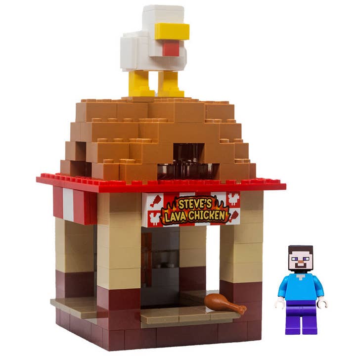 Steve's Lava Chicken Food Stand made using LEGO parts for wholesale by B3 Customs