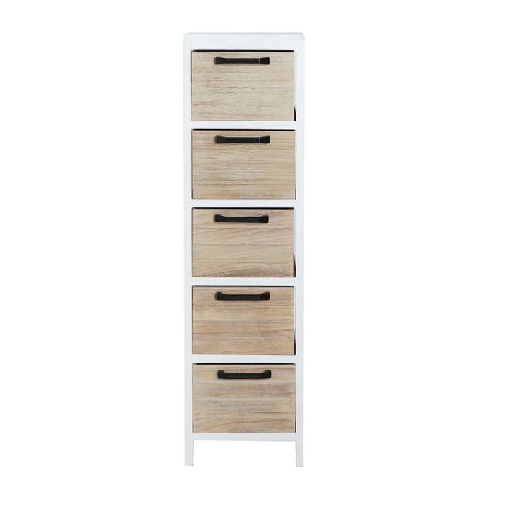 Soure White Paulownia Wood Drawer Unit 25X25X90cm for wholesale by B&B