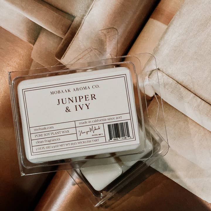 Juniper & Ivy Wickless Tart for wholesale by Mobaak Aroma Co.