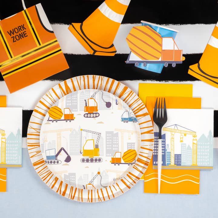 Gatherings by Curated Paperie - Wholesale Disposable Plate - CONS25-DP2- Construction Dessert Plates4