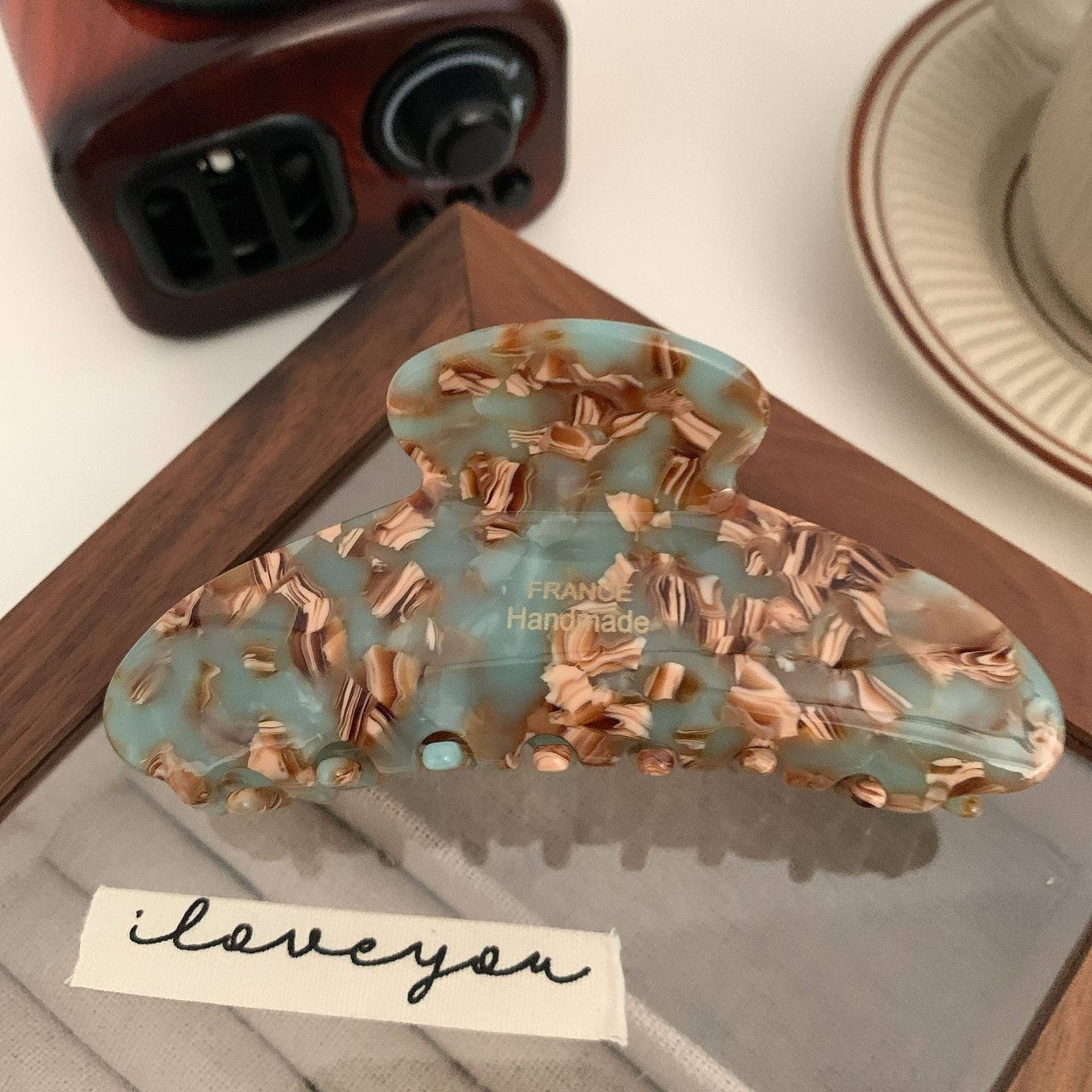 Dipped Shop - Vendita all'ingrosso Fermaglio per capelli - Donna - Clip ad artiglio a pois color caramello floreale DPJC44