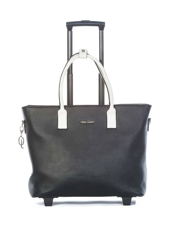 Riley - Sac trolley noir/écru pour la vente par Tassinon - Olivia Lauren
