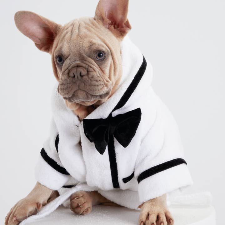 White Best Man Dog Bathrobe for wholesale on Faire1