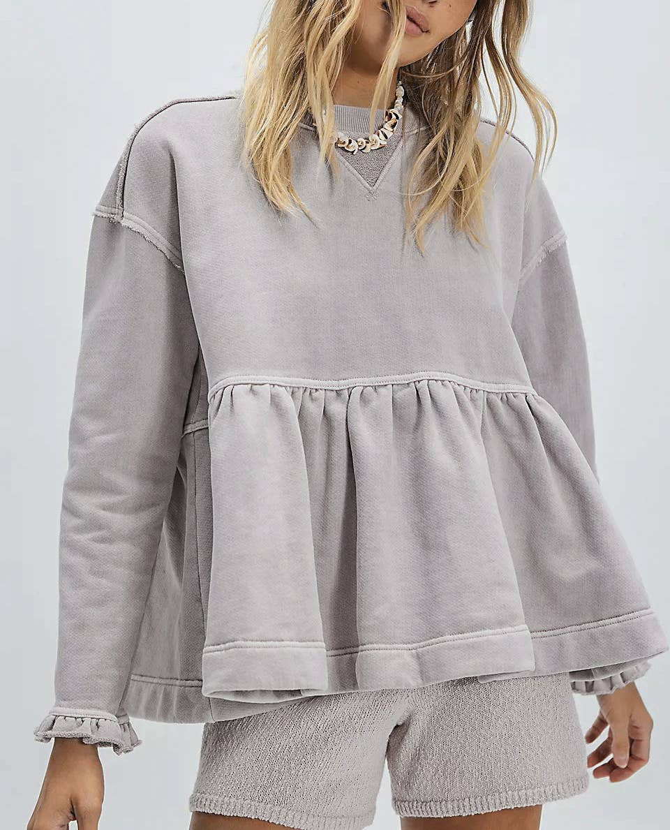 Rosa Clothing - Wholesale Sweatshirt - Women's - Women Loose Peplum Sweatshirt Long Sleeve Casual Top1