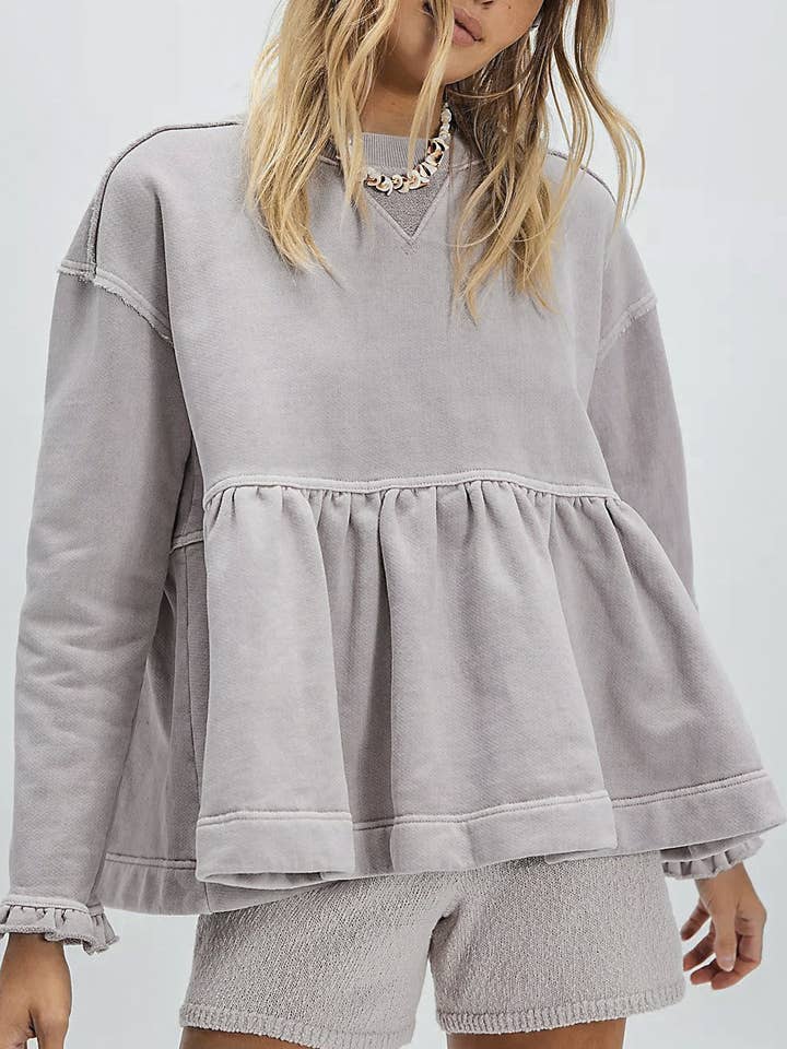 Rosa Clothing - Wholesale Sweatshirt - Women's - Women Loose Peplum Sweatshirt Long Sleeve Casual Top1