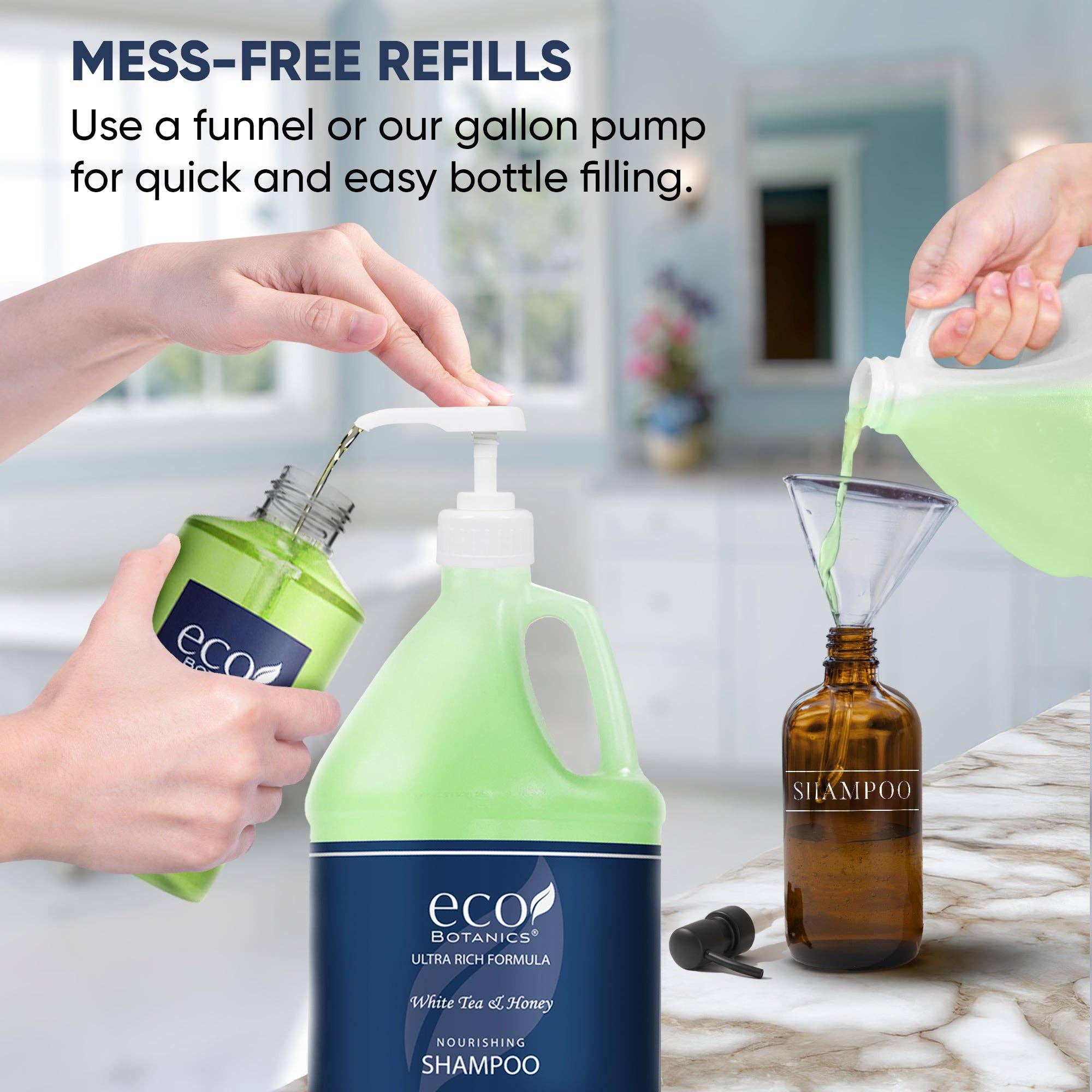 Diversified Hospitality Solutions - Wholesale Hair Shampoo - Eco Botanics Hotel Shampoo | 1 Gallon | Designed to Refill Soap Dispensers | by Terra Pure (Set of 4)6