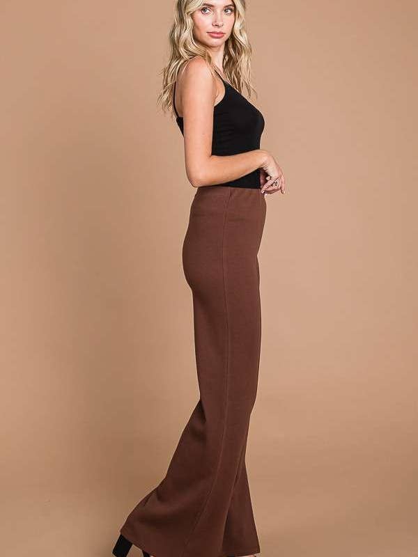 Culture Code - Vente Pantalon – femme - CJP1810 - PANTALON LARGE À FENTE FRONTALE ET TAILLE HAUTE9