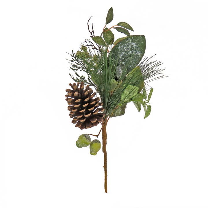 National Tree Company - Wholesale Christmas Decoration - 19 in. Pine, Berry and Cone Plastic Pick