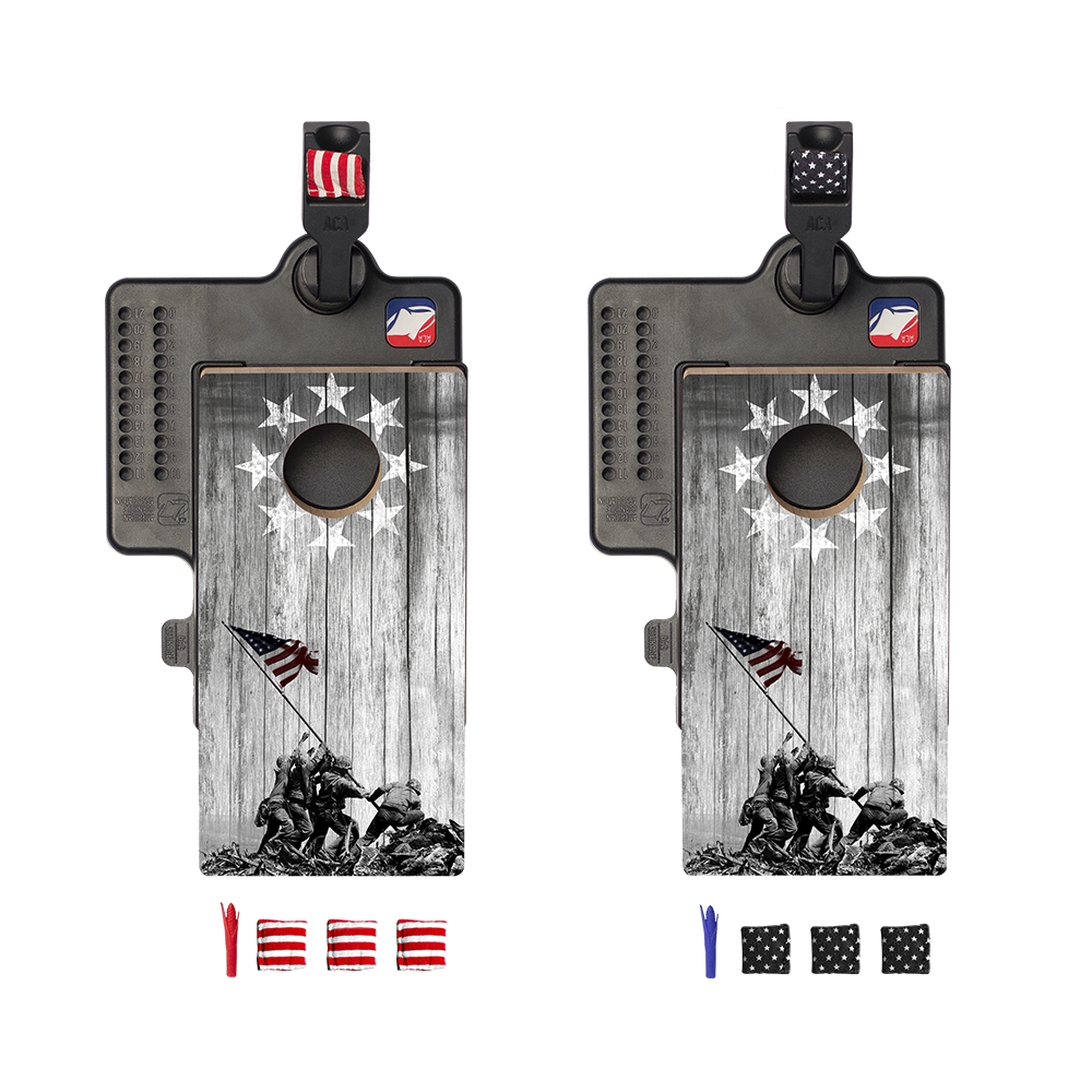 American Cornhole Association - Wholesale Cornhole - Raise The Flag Double Chuck Mini Cornhole Tabletop Game0