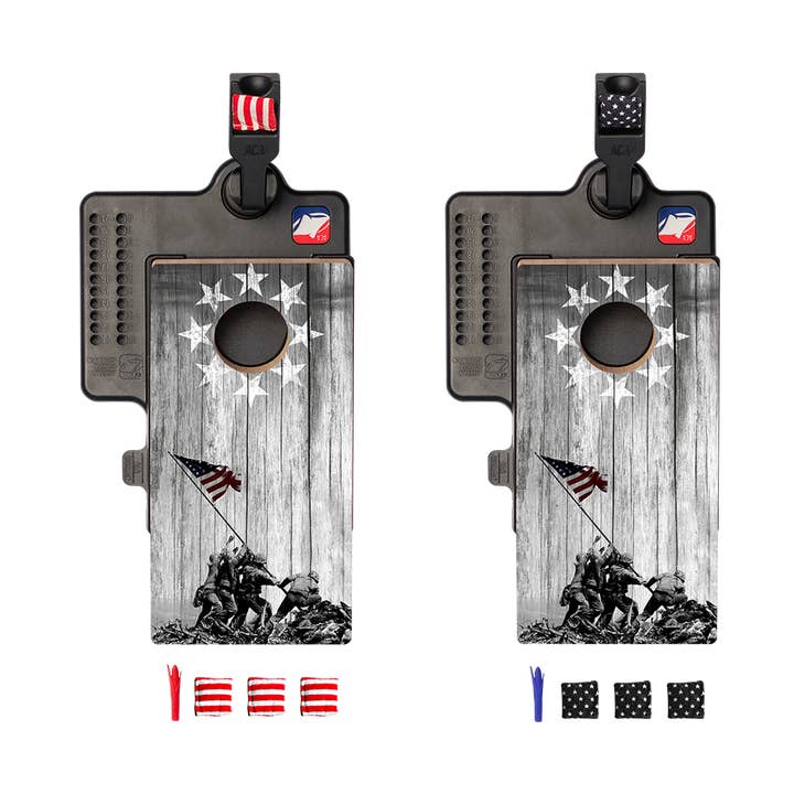 American Cornhole Association - Wholesale Cornhole - Raise The Flag Double Chuck Mini Cornhole Tabletop Game0