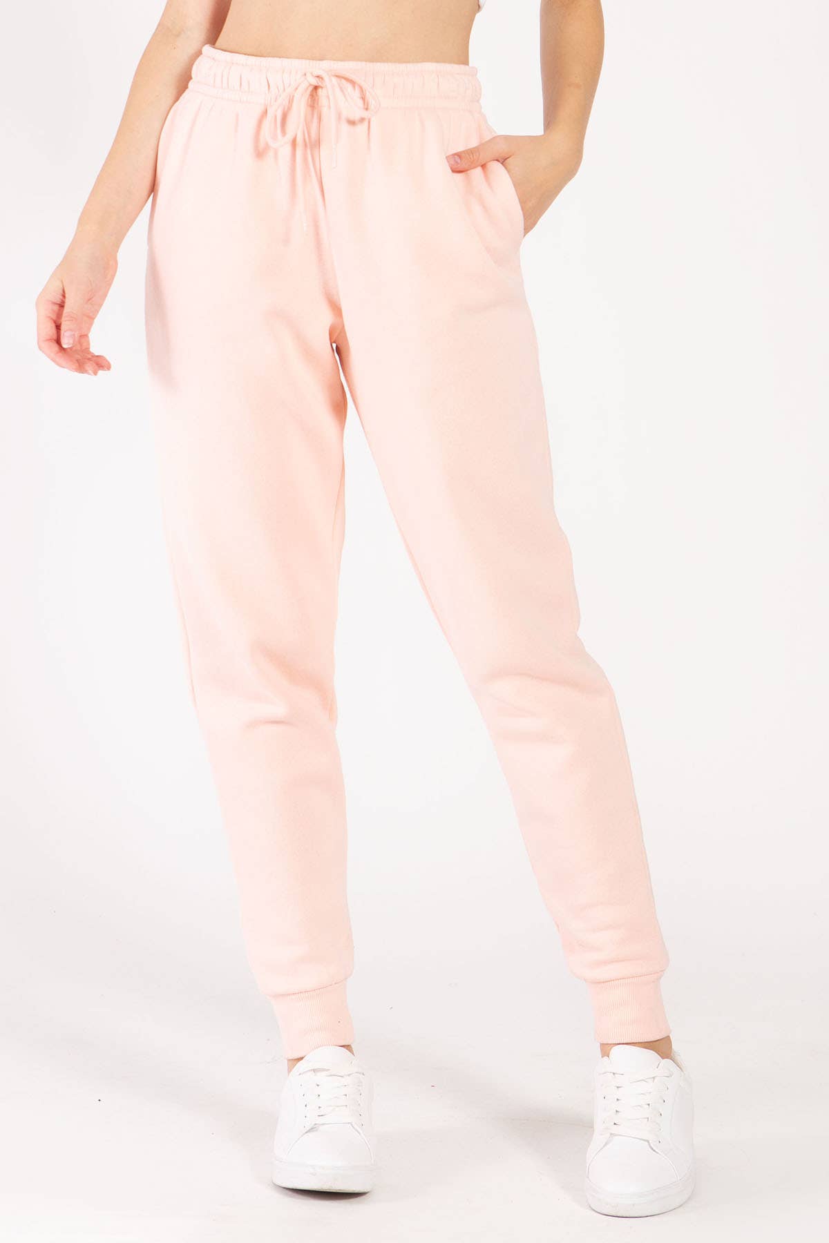 Color 5 - Wholesale Athletic Sweatpants/Joggers - Women's - Solid color fleece jogger pants with elastic waist band3