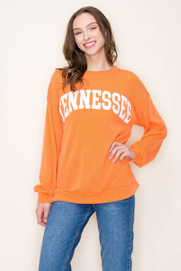 Tres Bien, Inc – wholesale Graphic sweatshirt – Women’s – "TENNESSEE" RIBBED GRAPHIC L/S SWEATSHIRT1