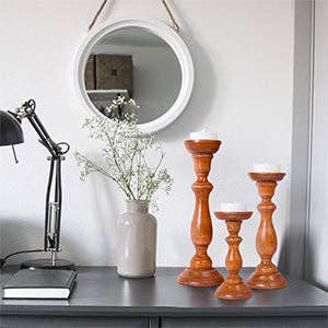 Mela Artisans - Wholesale Candle Holder - Tuli in Medium Polish Candle Holder Set of 35