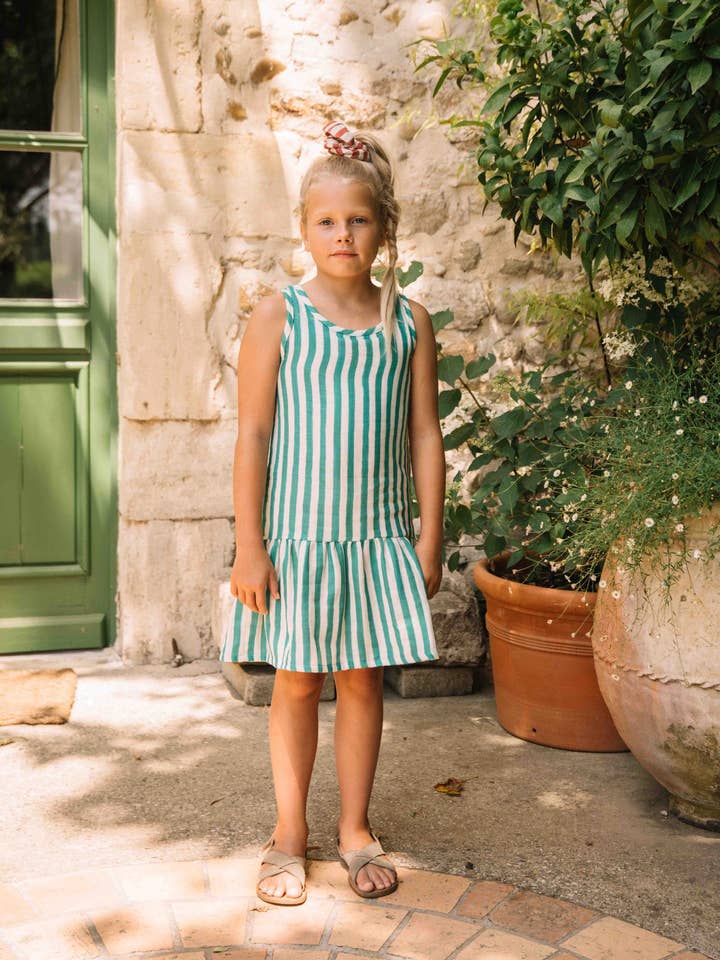 Vestido Playa Riscas Verde capri por atacado de Studio Bohème Paris