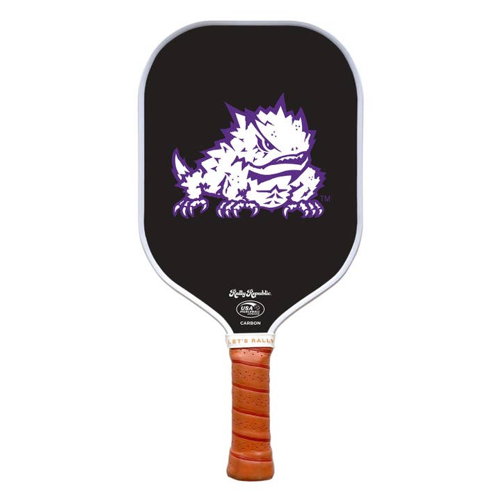 Pagaie de pickleball TCU Horned Frogs Black Horned Frogs Mark (B2B) pour la vente par Rally Republic