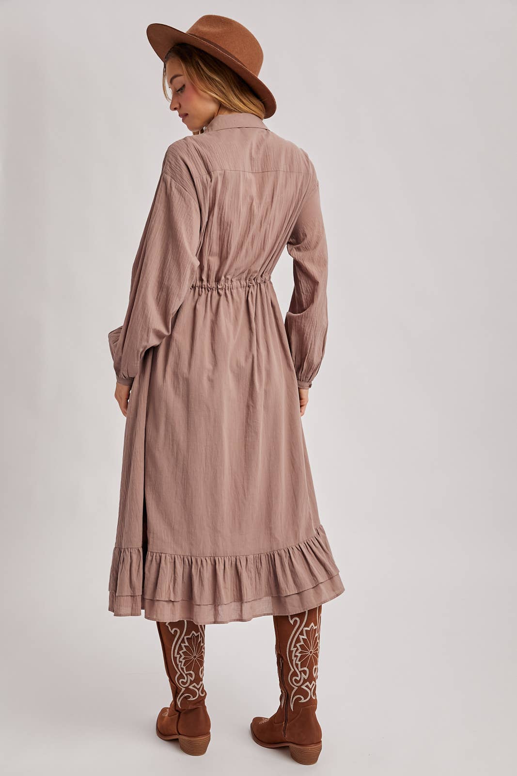 Bluivy - Wholesale Dress - Women's - RUFFLED MIDI OPEN DUSTER OR SHIRT DRESS14