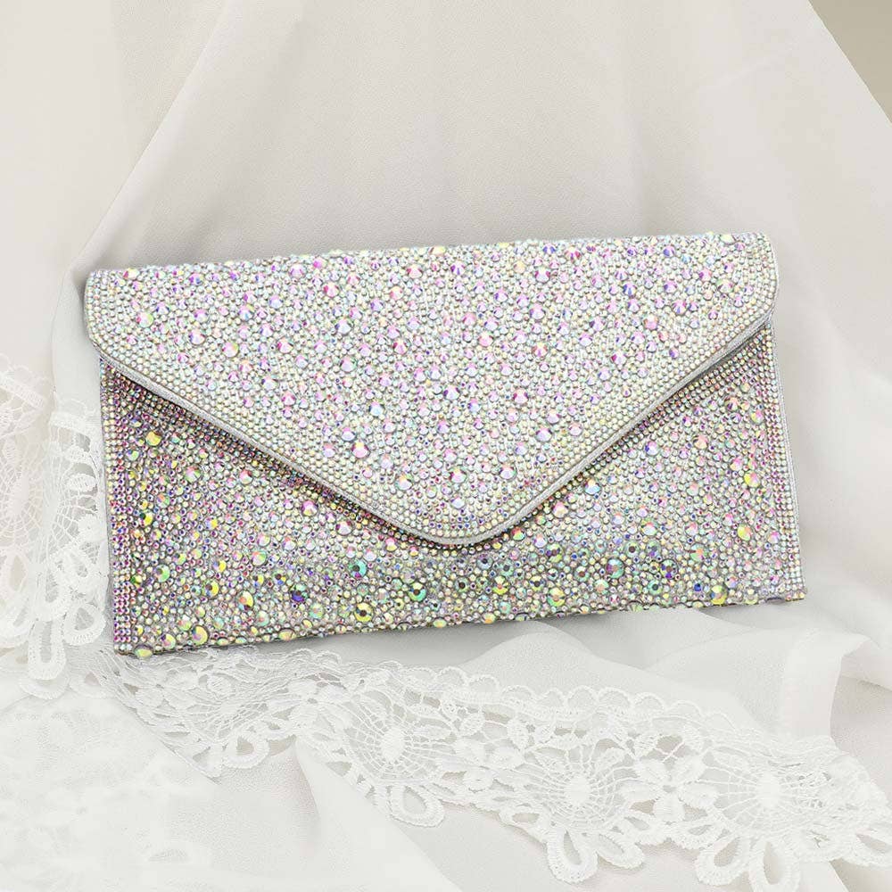 Sensibling Corp. - Wholesale Clutch Bag - Women's - Bling Studded Envelop Evening Clutch Bag / Crossbody Bag0