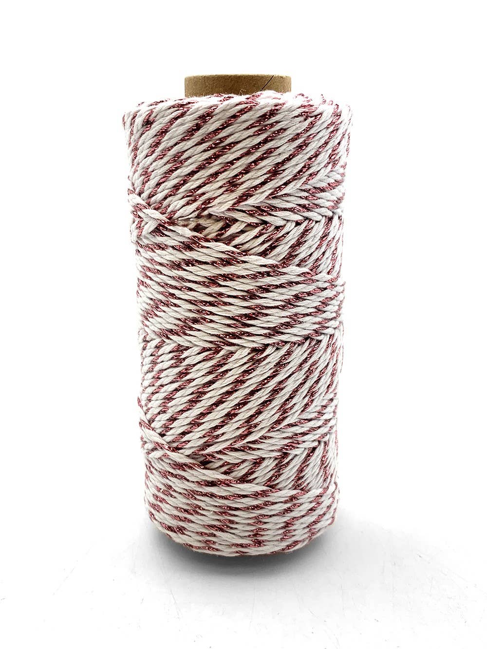 May Arts Ribbon – Engroshandel Bånd – 2MM 100% bomuld rosaguld & hvid bagersnor0