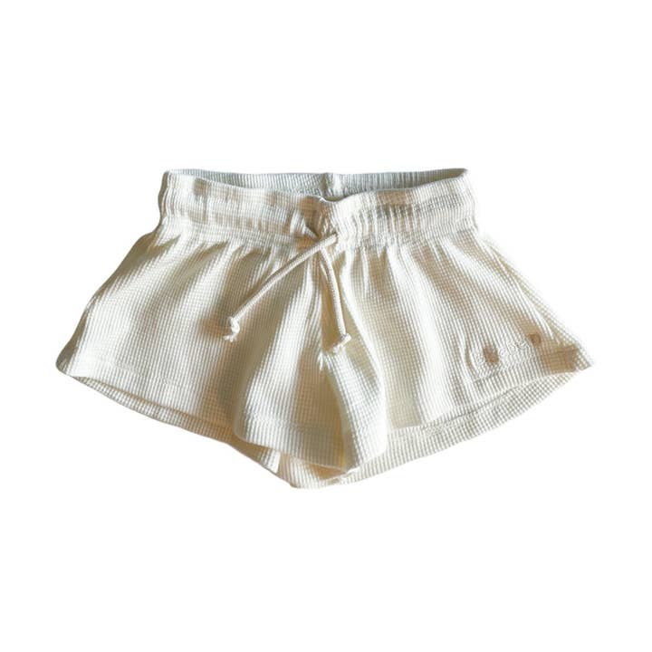 Waffle Flared Shorts - Antique White for wholesale by Blueberri