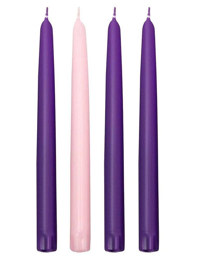 Factory Direct Craft - Wholesale Tapered Candle/Candlestick - Box of Traditional Advent Taper Candles (Pack of 4)4