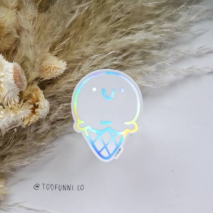 ICE CREAM - Adesivo de vinil holográfico por atacado de Toofunni