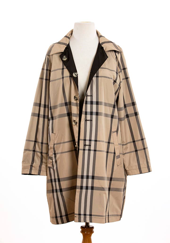 Black & Plaid RAINTRENCH for wholesale on Faire4