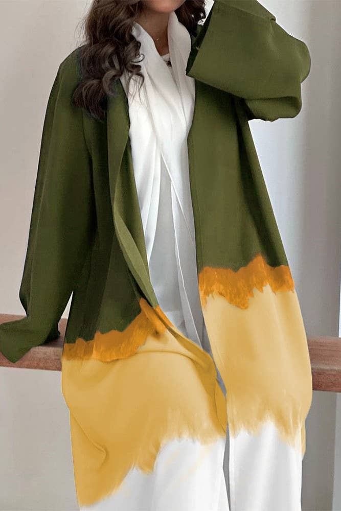 UNISHE - Wholesale Kimono - Women's - Summer Color Block Tie Dye Open Kimono ZK13695