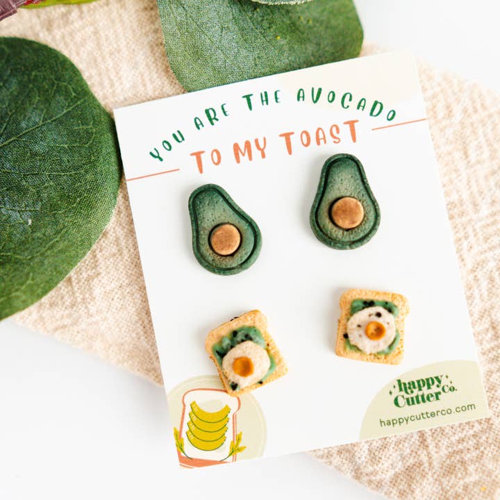 Happy Cutter Co - Wholesale Stud/Post Earrings - Avocado Toast Stud Earring Pack | Foodie Lover Gift3
