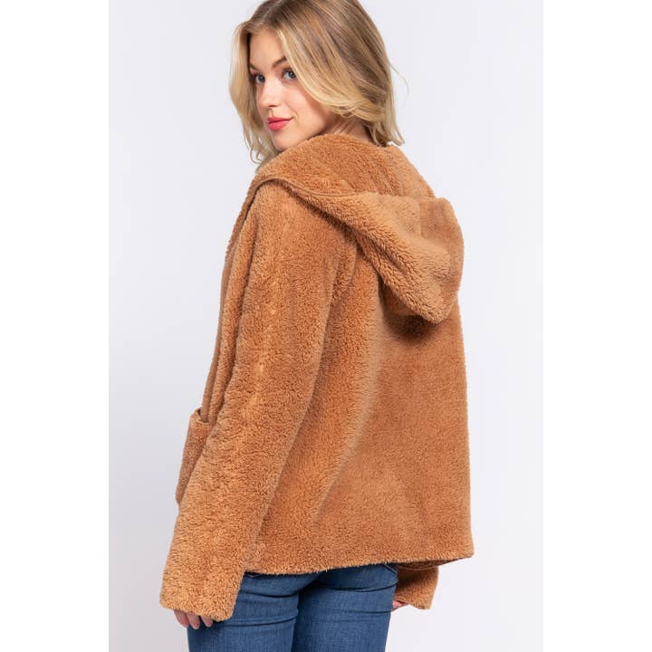 Apolline - Wholesale Jacket - Women's - LONG DOLMAN SLV HOODIE SHERPA JACKET6