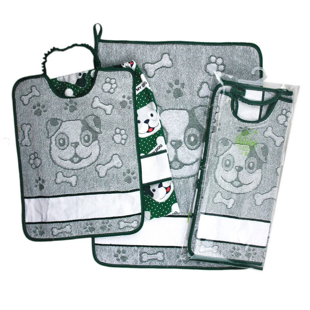 Almatex srl - Wholesale Toy Set - Kids - Rufy 3-piece set: towel+elastic bib and canvas bag to embroider2