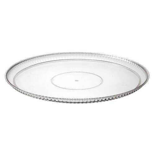 EcoQuality - Wholesale Serving Tray - Ridged Clear Round Tray | Elegant Serving Tray for Parties and Events0