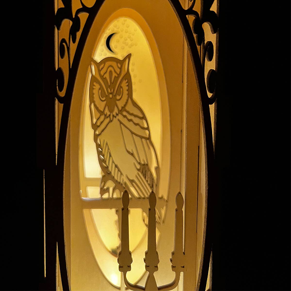 Squirrel Tacos Papercuts - Wholesale Bookend - Magical Book Nook Lighting - Library Owl under the moon5