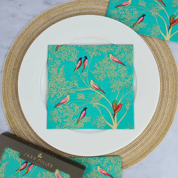 Tovaglioli di Carta Sara Miller (20) Stoviglie Chelsea Birds per la vendita all'ingrosso da parte di Penny Kennedy Ltd