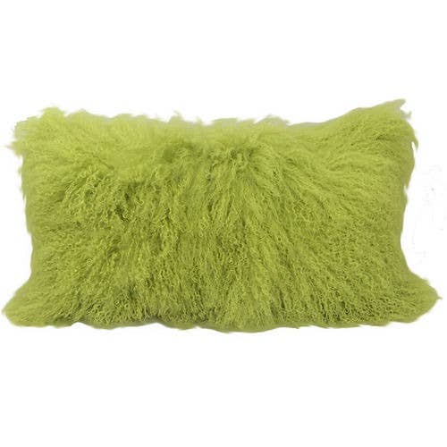 Chesterfield Leather – Großhandel Zierkissen – Limettengrünes tibetisches Lammkissen1