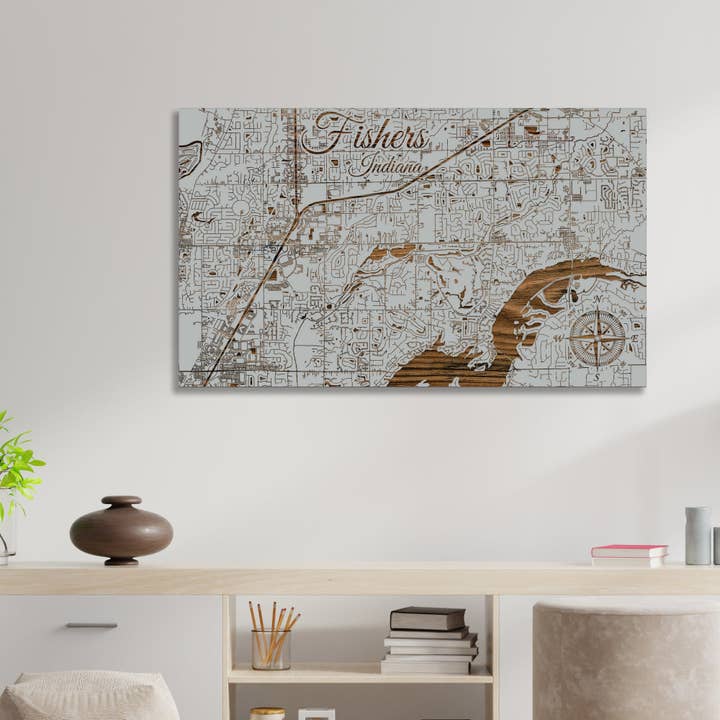 Indiana: Fishers Street Map for wholesale by Fire & Pine