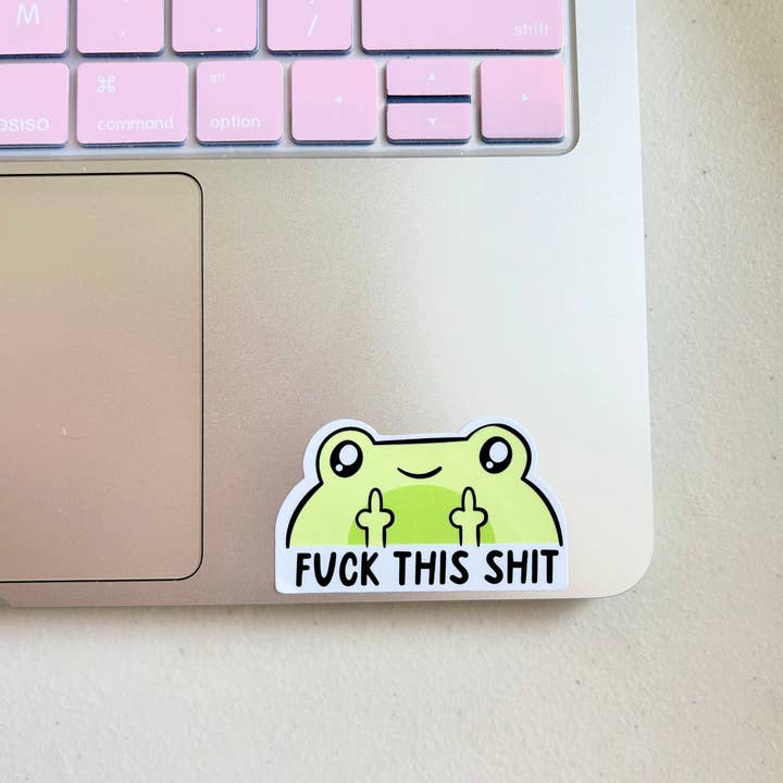 Fuck this Shit Frog Sticker - Middle Finger Kawaii Art Frogs for wholesale by Happyish Brand