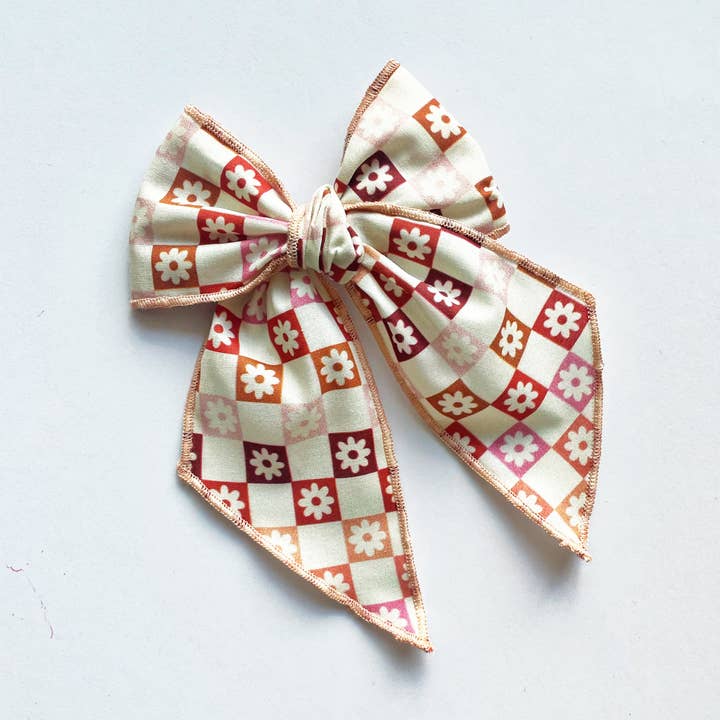 Fall Checkered Floral Elle Bow for wholesale by Lady Eleanor & Co