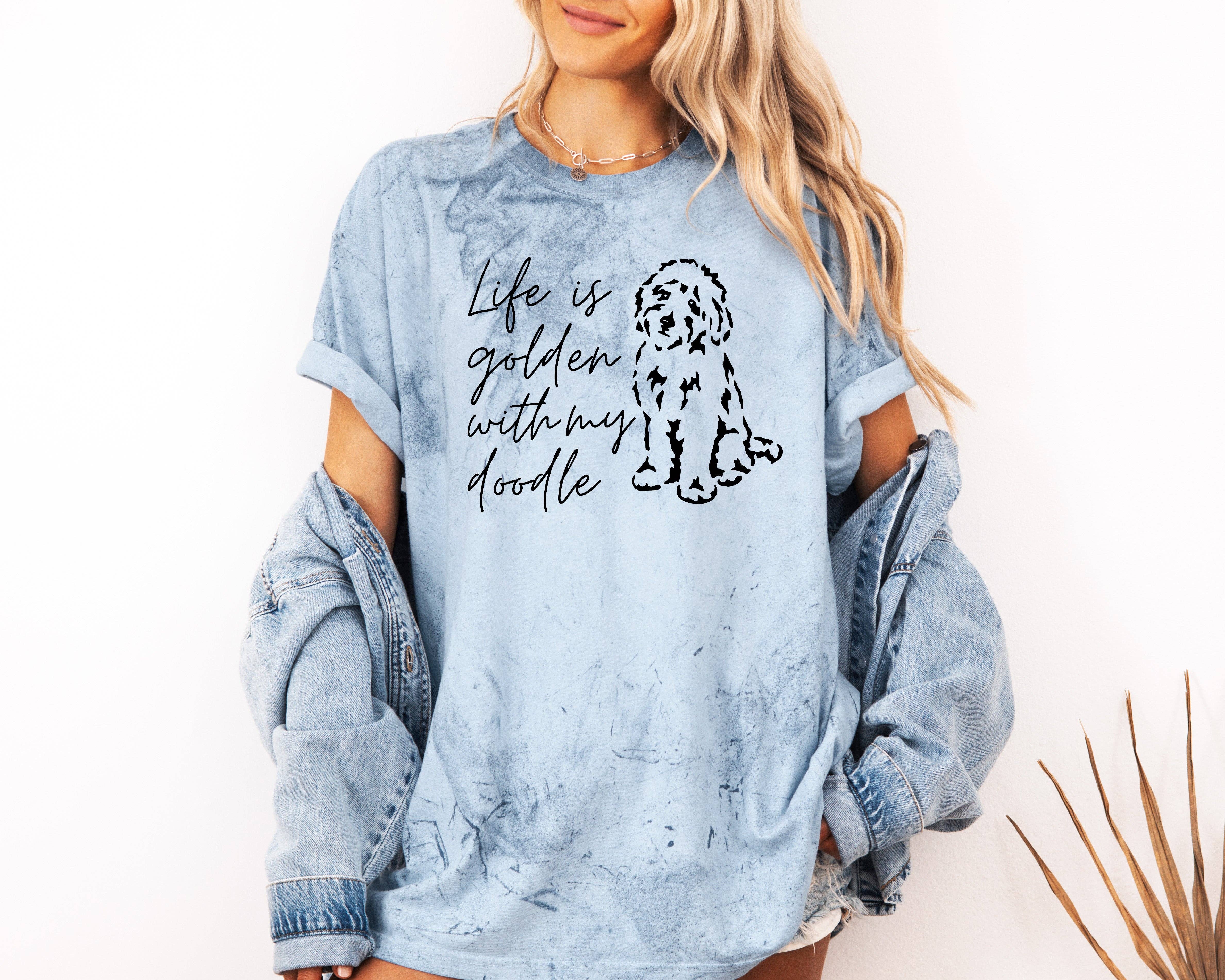 Verita Culture - Wholesale Screen Printed T-Shirt - Women's - Life Is Golden With My Doodle Dog mom Garment Dyed T Shirt2
