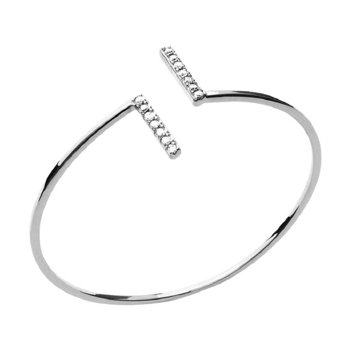 Gaelle - Bracciale rigido Pl in argento 925 rodiato con zirconi per la vendita all'ingrosso da parte di Jewelry Private Label