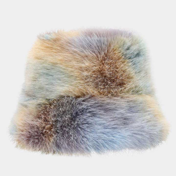 DOUBLJU - Wholesale Bucket Hat - Women's - COLOR GRADIENT TIE-DYE FAUX FUR FISHERMAN HAT_CWAH050543