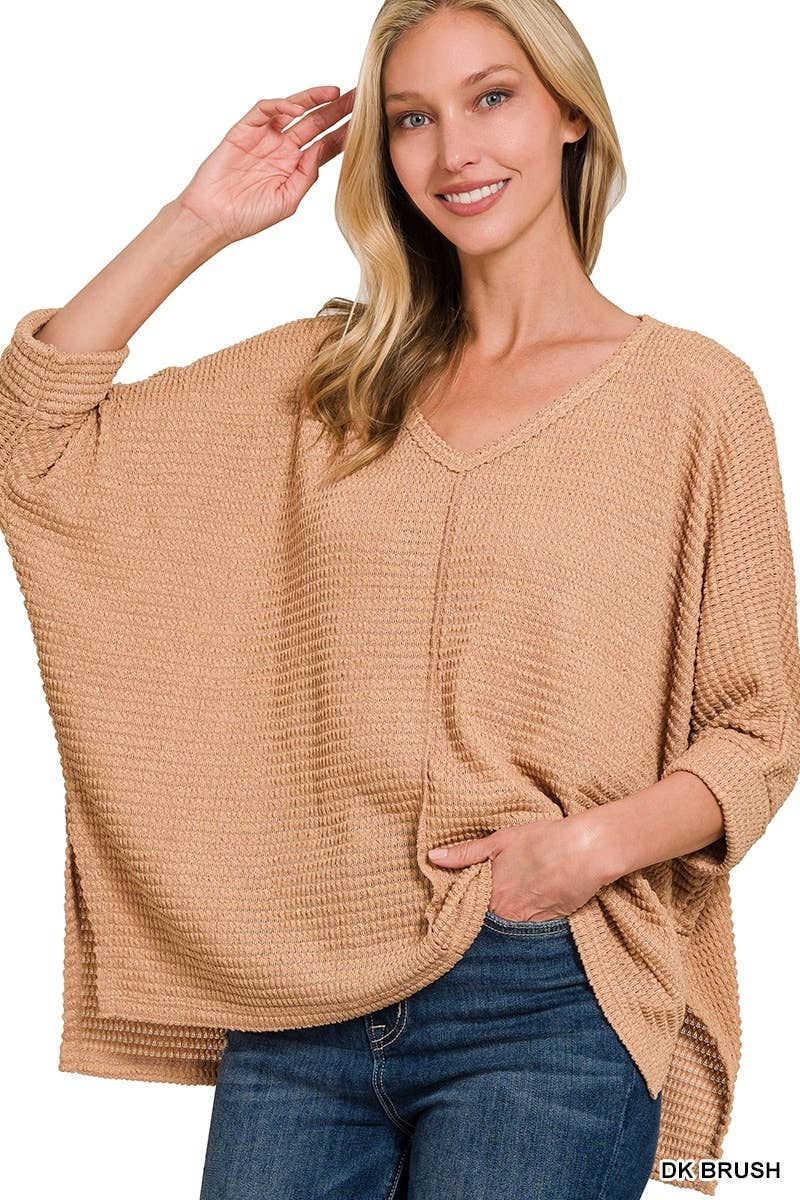 42POPS - Wholesale Knit Sweater - Women's - `.V Neck Hi Low Hem Jacquard Sweater4