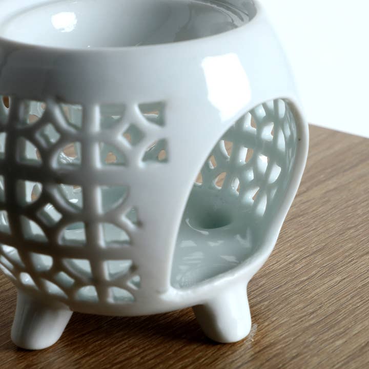 B&B - Wholesale Candelabra - Burner, Ceramic, In White/Black, 9X9X8cm1