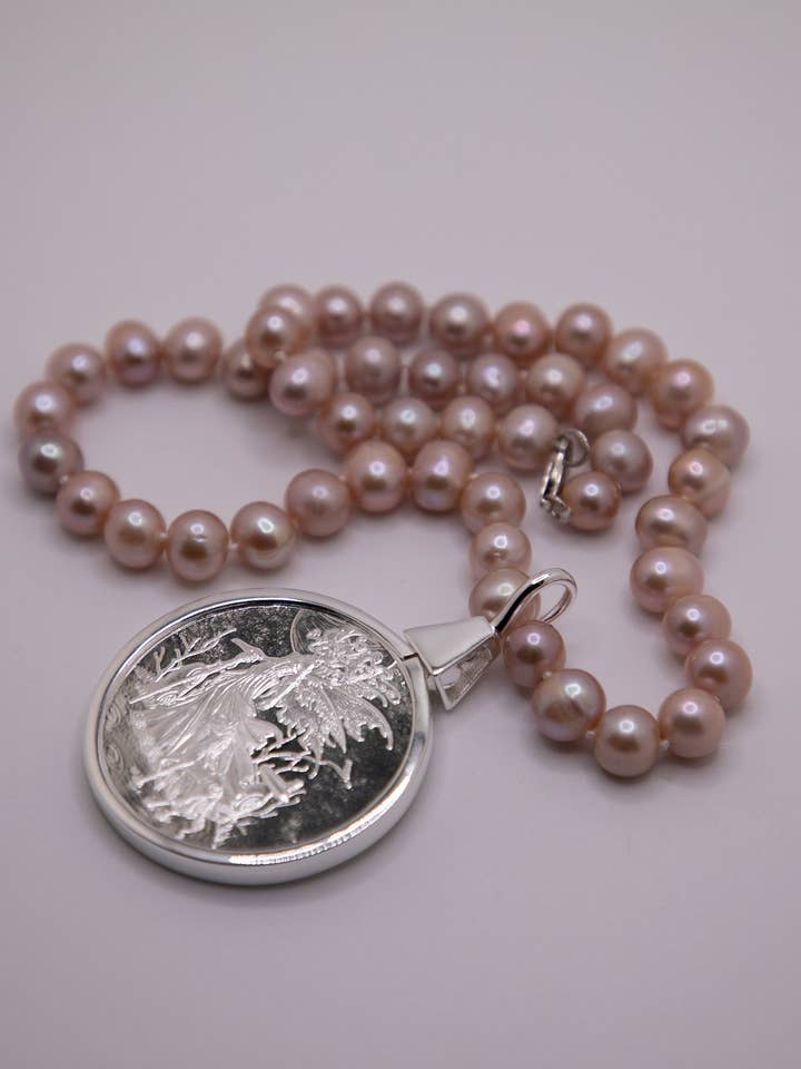 Sterling Silver Amy Brown Red Queen Coin Necklace for wholesale by DecoFiniti LLC