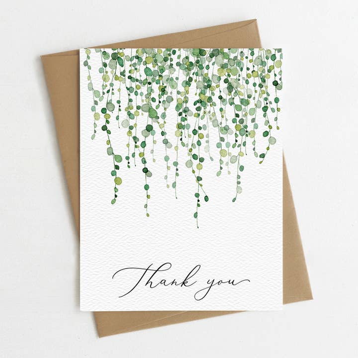 Thank You Greenery Greeting Card, Plant thanks, botanical for wholesale by Blue Thistle